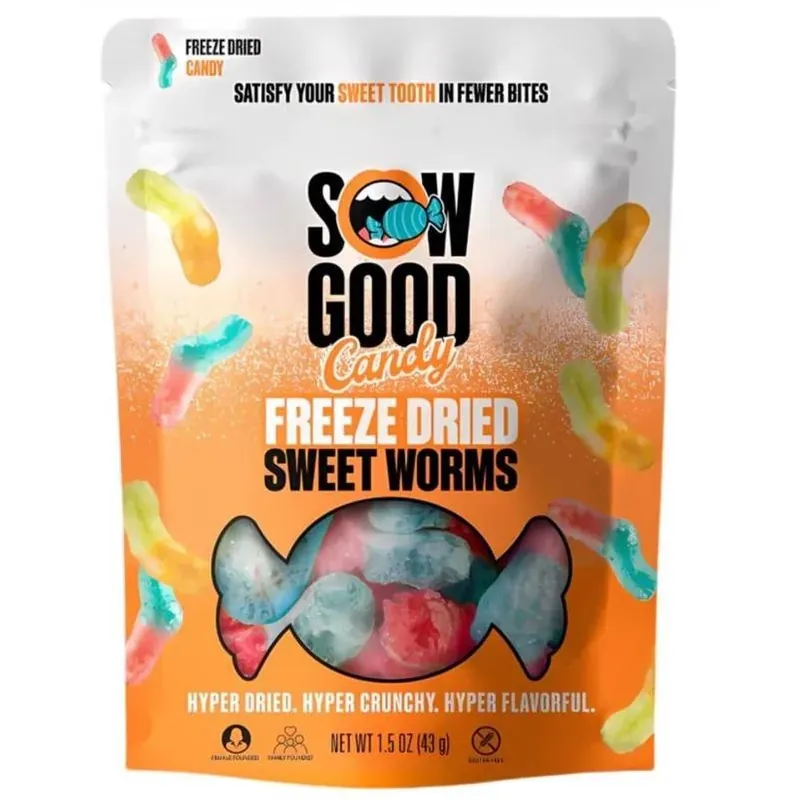 Sow Good Freeze Dried Sweet Worms Candy Bites 1.5 Oz