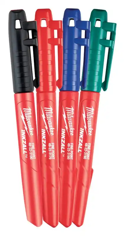 Inkzall Assorted Fine Tip Jobsite Marker 4 Pk