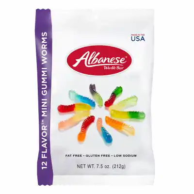 Mini Gummi Worms, 12 Assorted Flavors, 7.5 Oz.