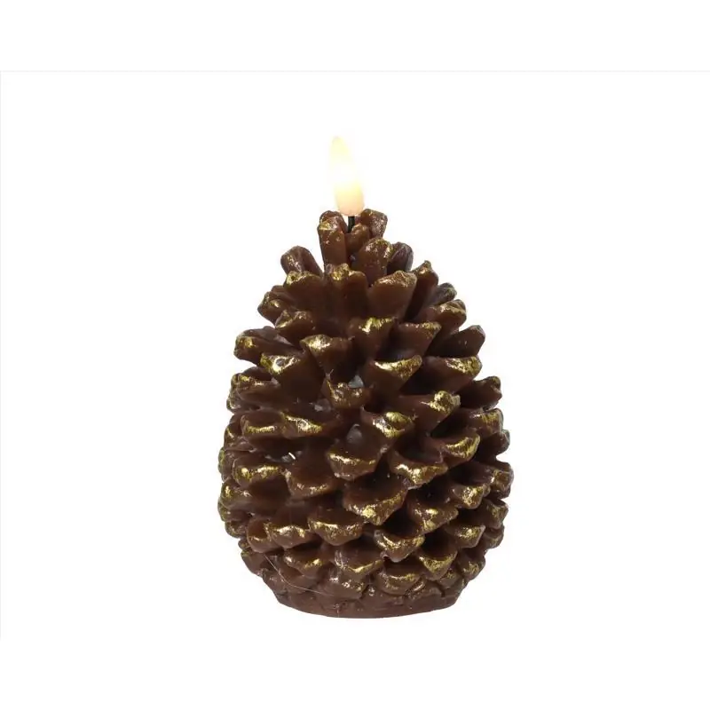 Led Brown Pinecone Candle 6 Inch Battery Operated