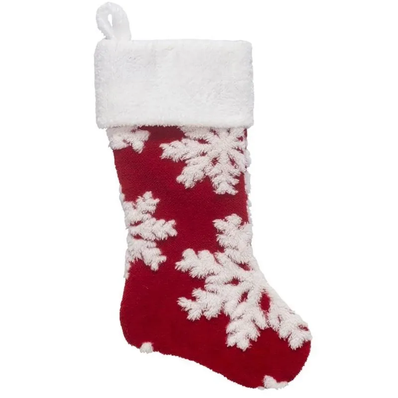 20‑inch Red & White Snowflake Jacquard Christmas Stocking