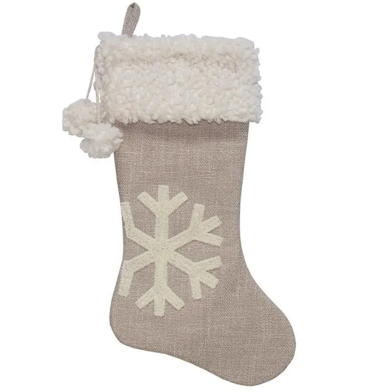 Gray/white Snowflake Christmas Stocking 20 In.
