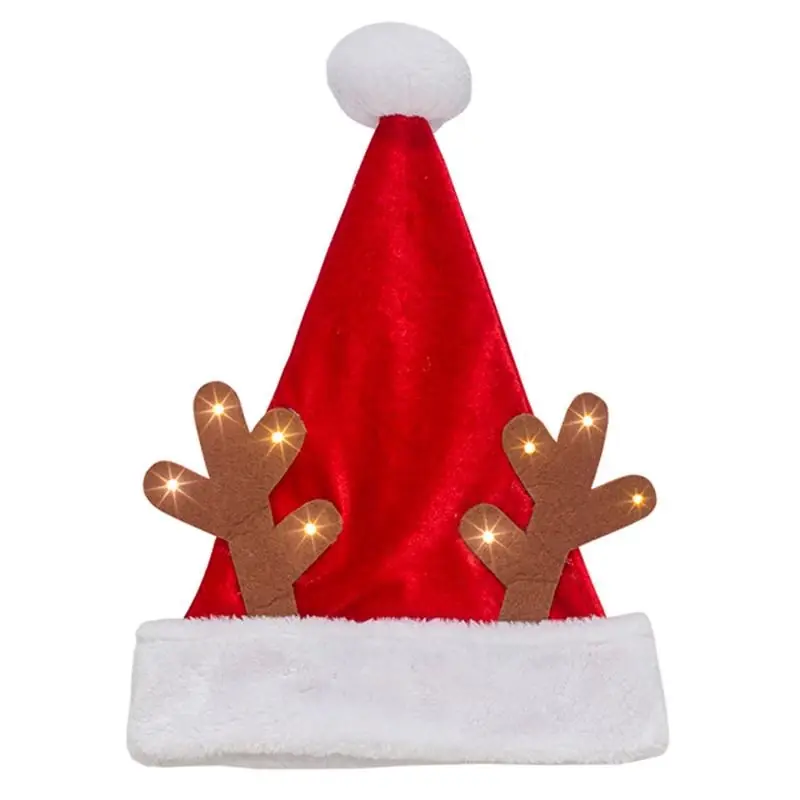 17 In. Light-up Antlers Santa Hat 1 Pk