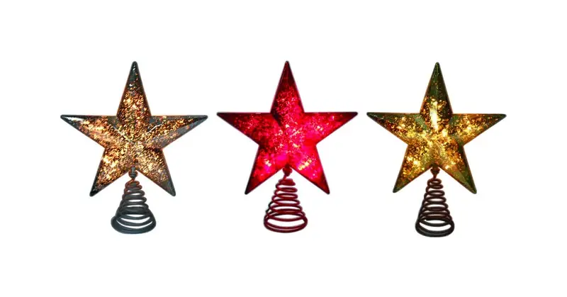 Incandescent Assorted Mercury Star Tree Topper 10 In.