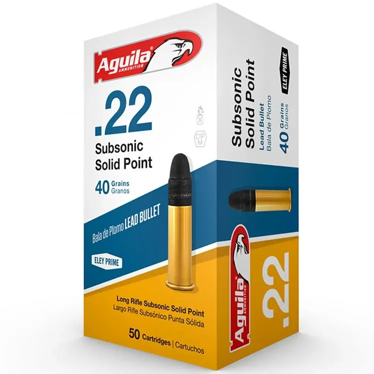 Subsonic Solid Point .22 Long Rifle Ammunition, 40 Grain, 50 Rounds
