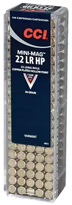 Mini Mag Rimfire Ammunition, .22 Long Rifle, Hollow Point, 100 Rounds