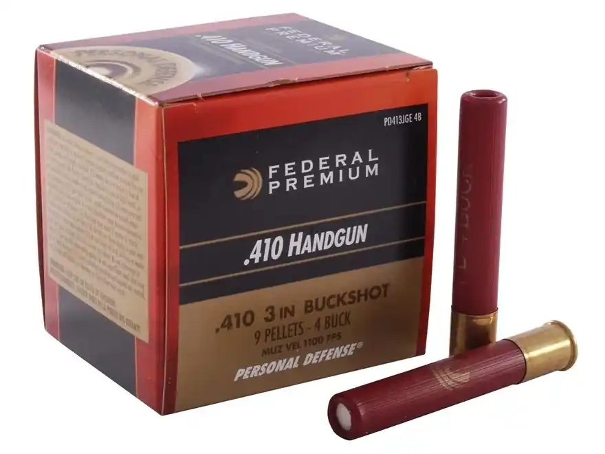 Premium Personal Defense Pistol Ammo 410 Gauge 3 Inch 4 Buckshot 20 Rounds