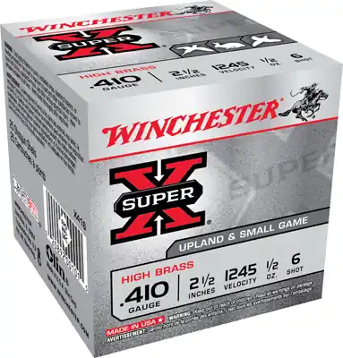 Super X .410 Gauge High Brass Shotgun Shells, 2.5", 6 Shot, 25 Rounds