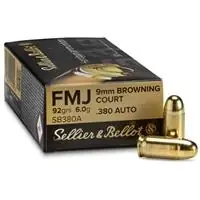 .380 Acp 92 Grain Full Metal Jacket Handgun Ammunition - 50 Rounds
