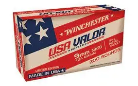 Valor 9mm 124 Grain Full Metal Jacket Ammunition - 200 Rounds