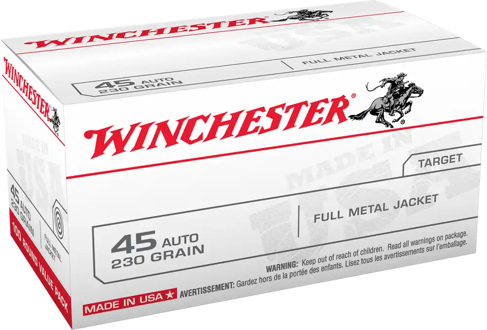 45 Automatic 230 Grain Full Metal Jacket Pistol Ammunition - 100 Rounds