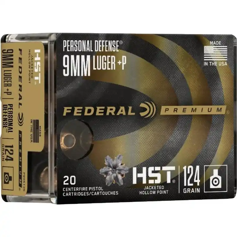 Personal Defense 9mm 124 Grain Hst Centerfire Ammunition Cartridges - 20 Count