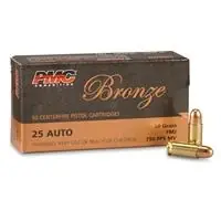 Pistol And Revolver .25 Auto 50 Grain Full Metal Jacket 50 Rounds