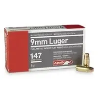 Aguila 9mm Luger Fmjfp Ammunition, 147 Grain, 50 Rounds