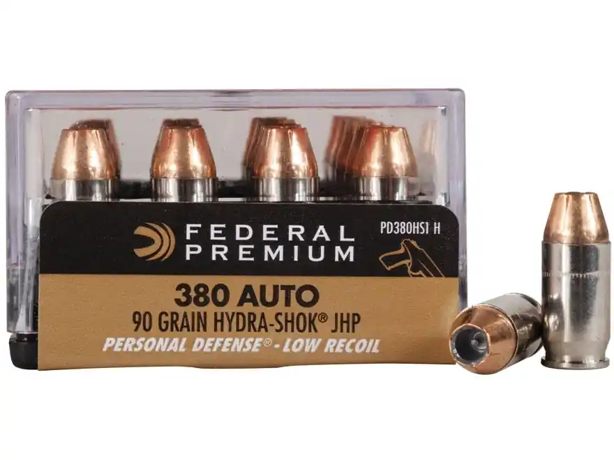 Premium Personal Defense Hydra-shok .380 Acp 90 Grain Pistol Cartridges 20 Rounds