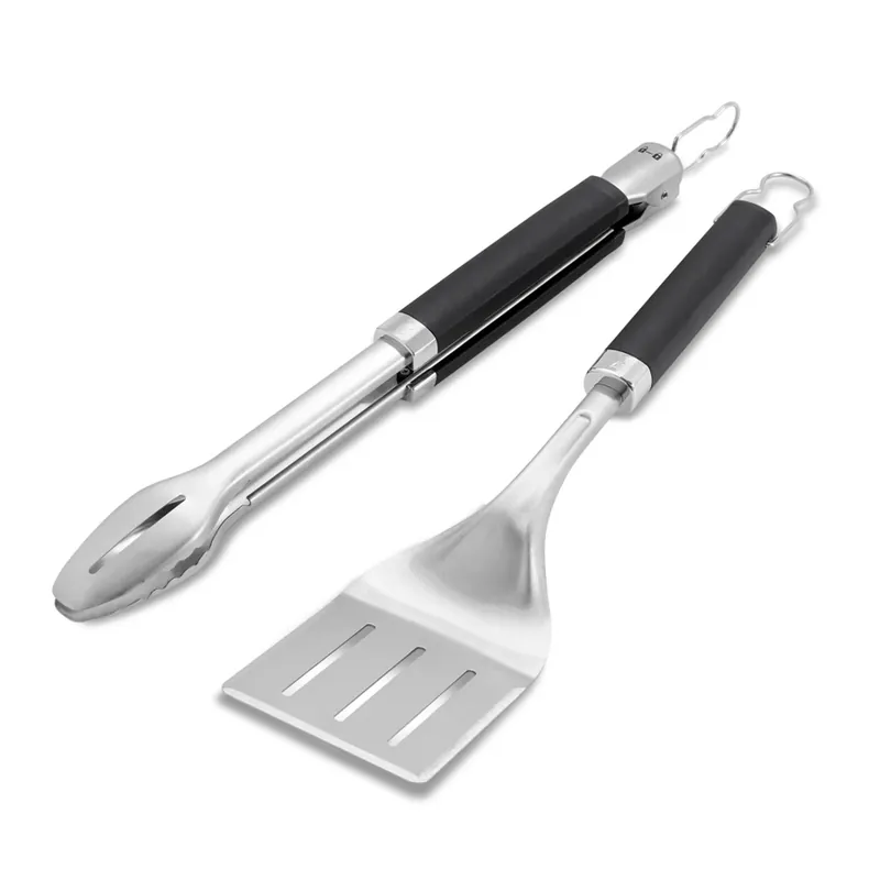 Precision Non-slip Grip Stainless Steel 2-piece Grill Tongs & Spatula Set