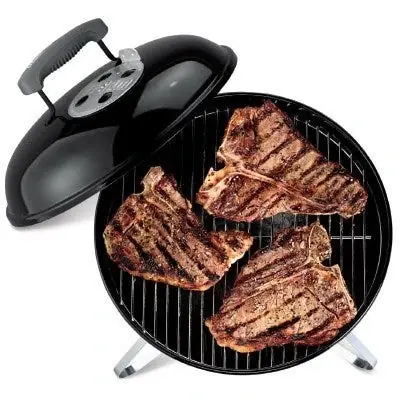 10020 Smokey Joe Silver Charcoal Grill, Portable Black Charcoal Grill