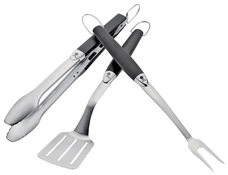 Weber Premium Stainless Steel Black Grill Tool Set 3 Pc