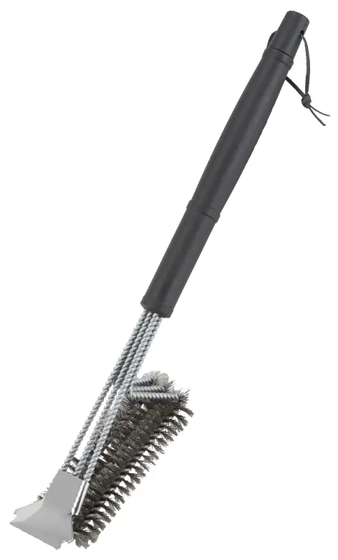 Premium Grill Brush, 6 In L X 3 In W, Stainless Steel Bristles, 17 In Long