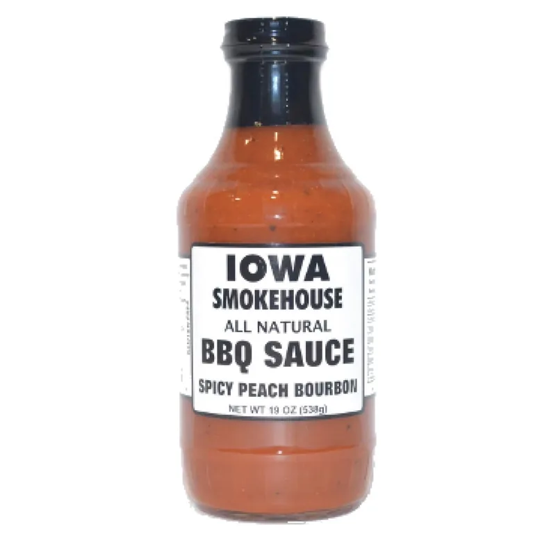 Iowa Smokehouse Spicy Peach Bourbon Barbecue Sauce 19 Ounce Bottle
