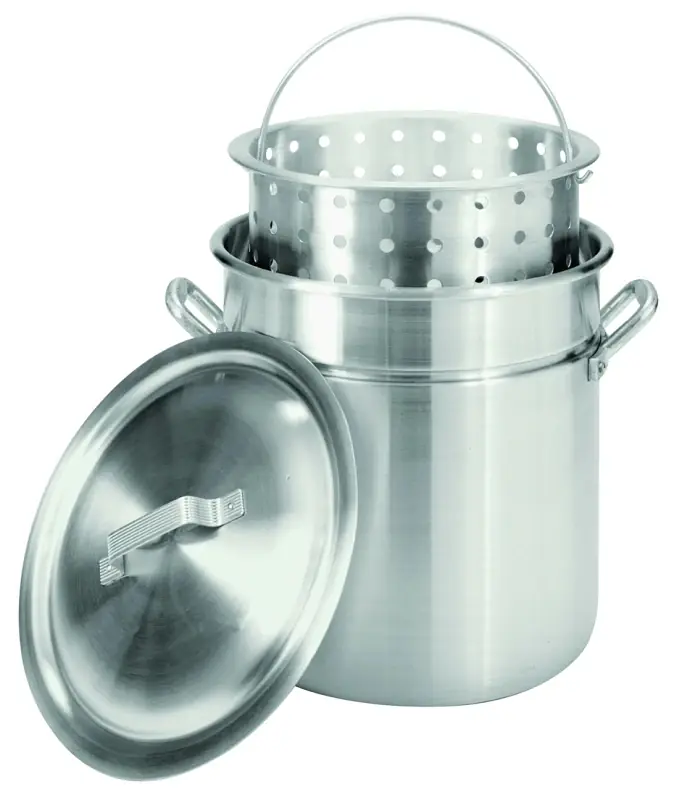 42 Qt. Aluminum Stockpot With Vented Lid And Boiling Basket