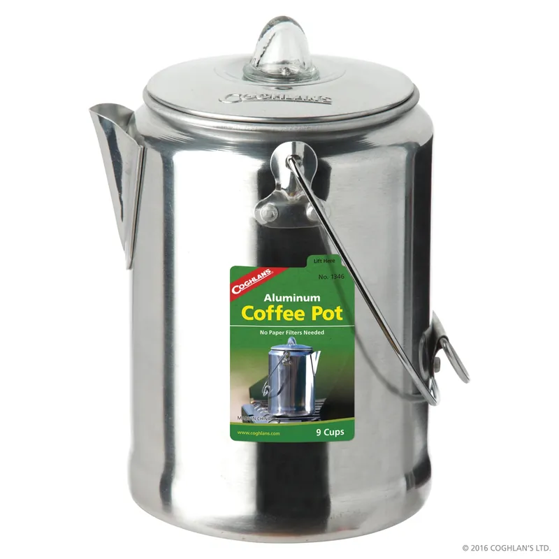 9-cup Aluminum Camping Coffee Pot With Quick-cool Bail Handles