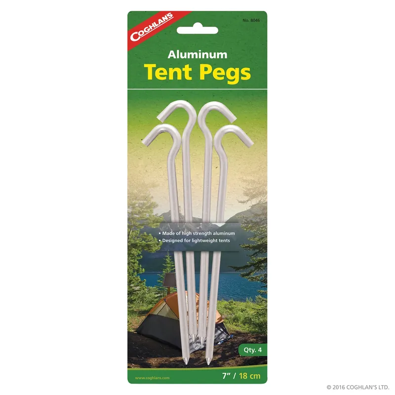 Aluminum Hooked Tent Peg 7 In. - Pack 4