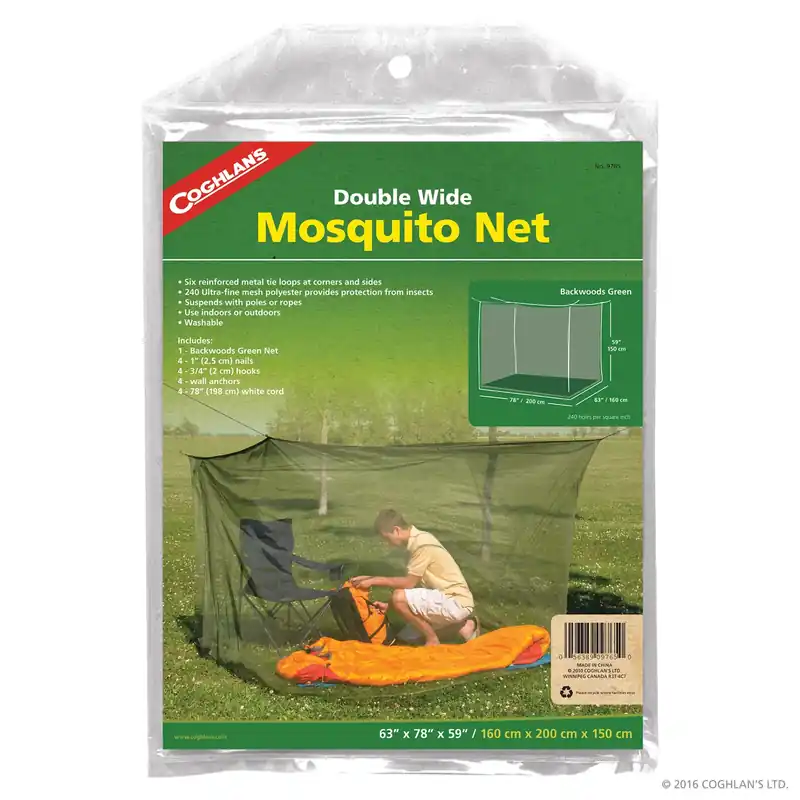 9765 Double Wide Mosquito Net, Olive Green, 63x78x59 In, For 2 Cots