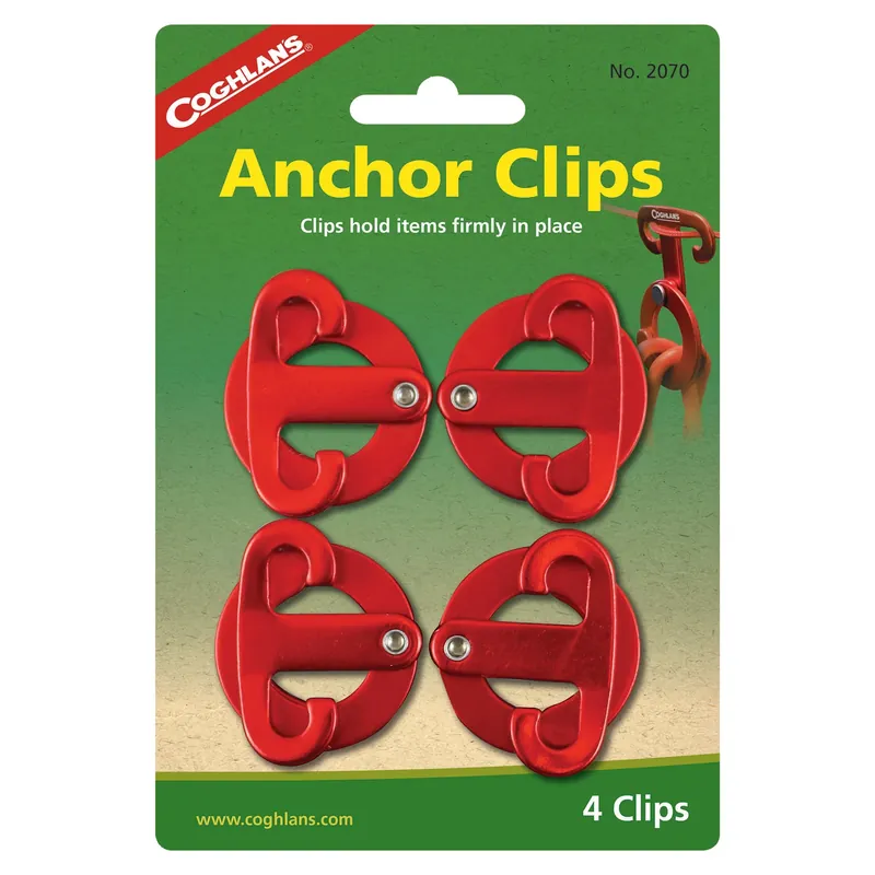 Red Anchor Clips - 4 Piece Set For Camping And Outdoor Use