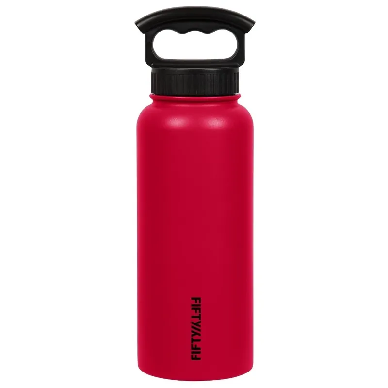 34 Ounce Bottle With 3 Finger Grip Cap In Cherry Red