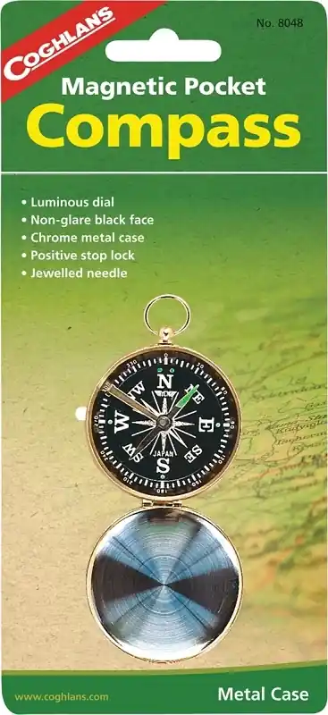 8048 Analog Pocket Compass With Jewelled Needle And Chrome Metal Case