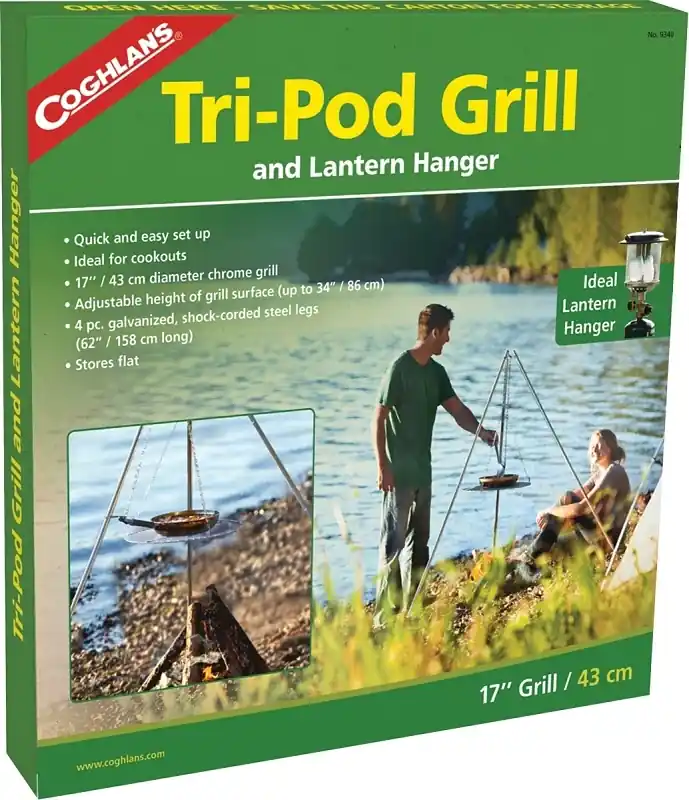 Silver Lantern Hanger And Tri-pod Grill 55 In. H X 18 In. W X 1.375 In. L 1 Pk