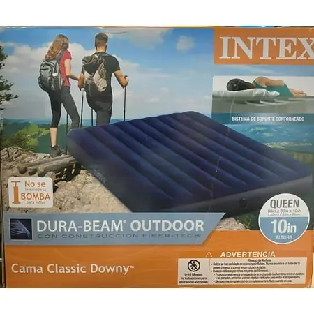 Queen Dura-beam Series Classic Downy Airbed - Navy Blue, Comfortable And Durable