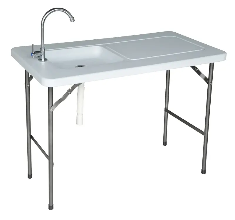 18200 Extendable Utility Table, 44 In Oaw, Steel Frame, Plastic Top