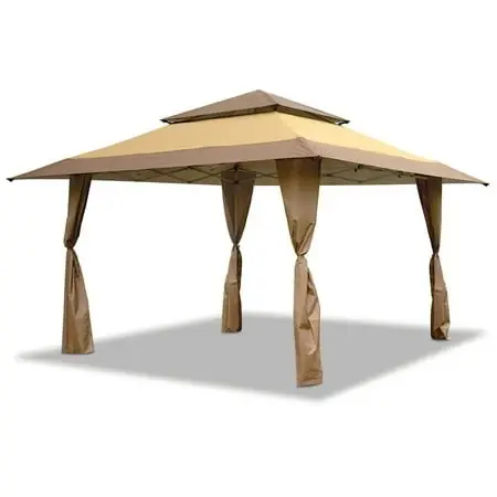 13‘ X 13‘ Instant Gazebo Outdoor Canopy Tent In Tan Brown