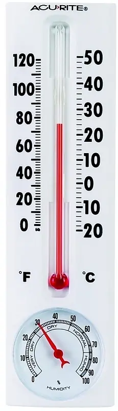 00339casb Weather Resistant Analog Thermometer With Humidity, 0-120 Degrees Fahrenheit