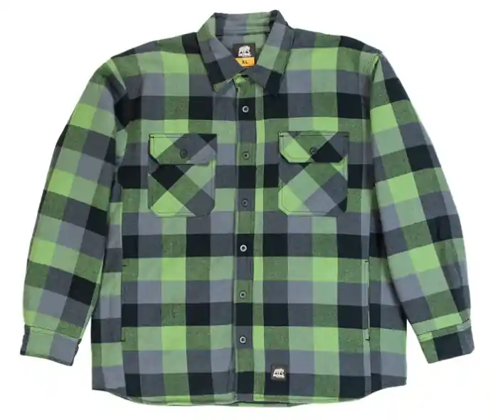 Men‘s Timber Quilted Flannel Shirt Jacket, Green Plaid, 2xl Regular - Sh69pger520