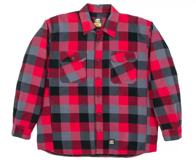 Men‘s Quilted Flannel Shirt Jacket, Red Plaid, 2xl Regular - Sh69prer520