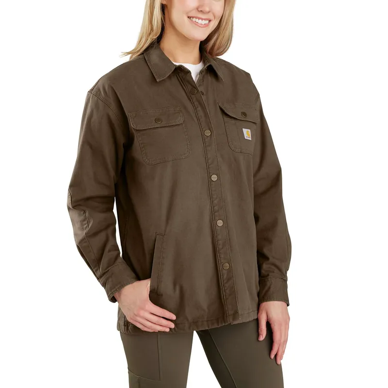 Rugged Flex Loose Fit Canvas Fleece-lined Shirt Jac For Women, Size 3x