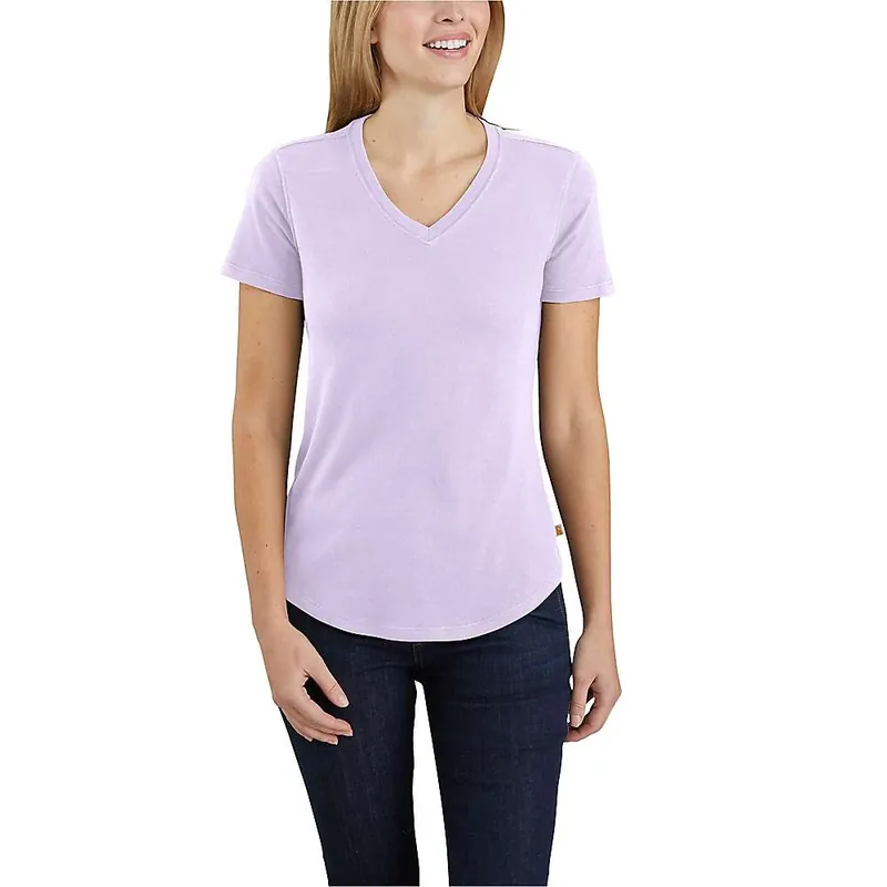 Women‘s Relaxed Fit Midweight Short Sleeve V-neck T-shirt - Xl - Amethyst Fog