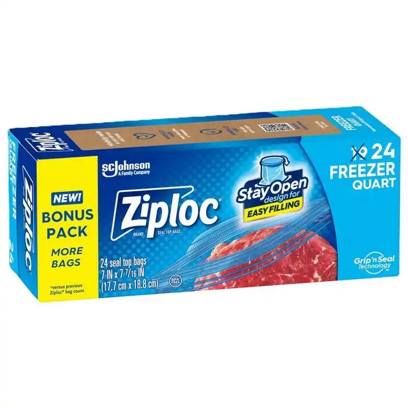 Quart Freezer Bags – 24‑pack With Grip‑n‑seal, Bpa‑free