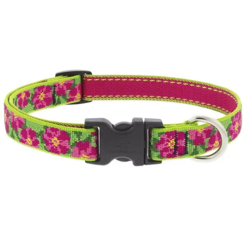 Multicolored Petunias Adjustable Nylon Dog Collar – 9‑14 in Fit