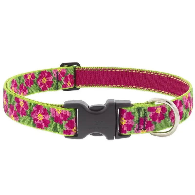 Multicolor Petunias Adjustable Nylon Dog Collar – 13" Length, 1" Wide