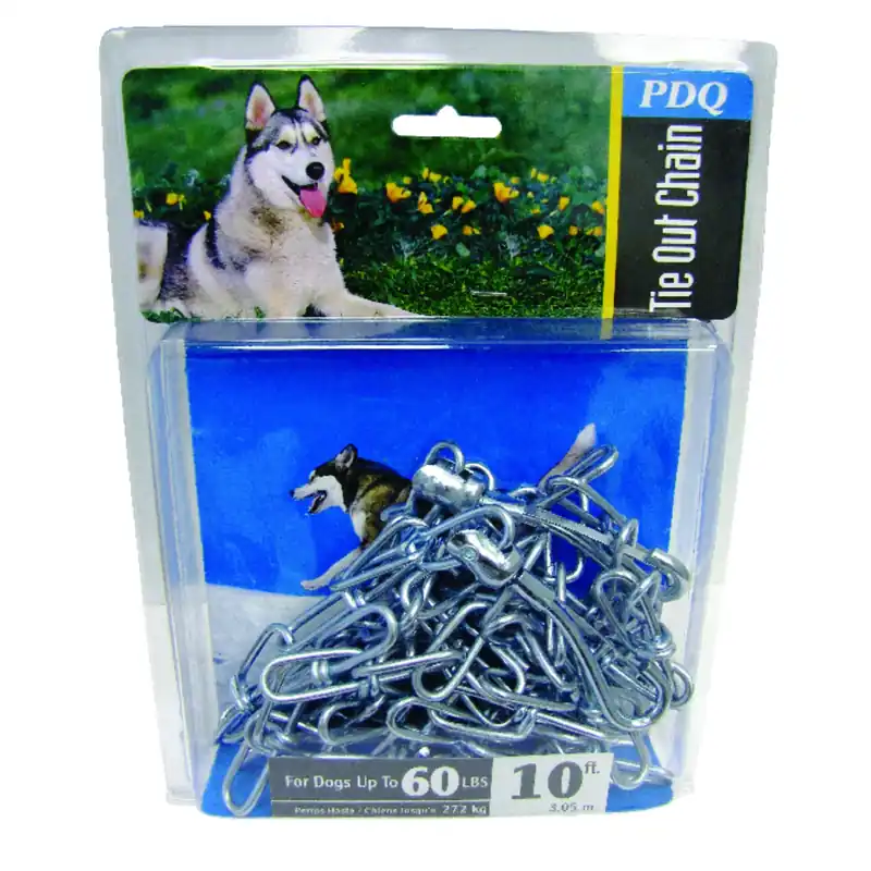 Silver Steel Dog Tie Out Chain Large 10 Feet For Dogs Up To 60 Pounds