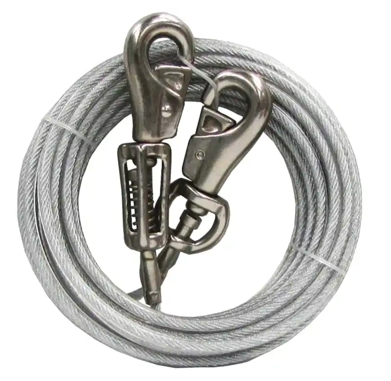 Silver Tie-out Vinyl Coated Cable Dog Tie Out 30 Ft X-large For Dogs