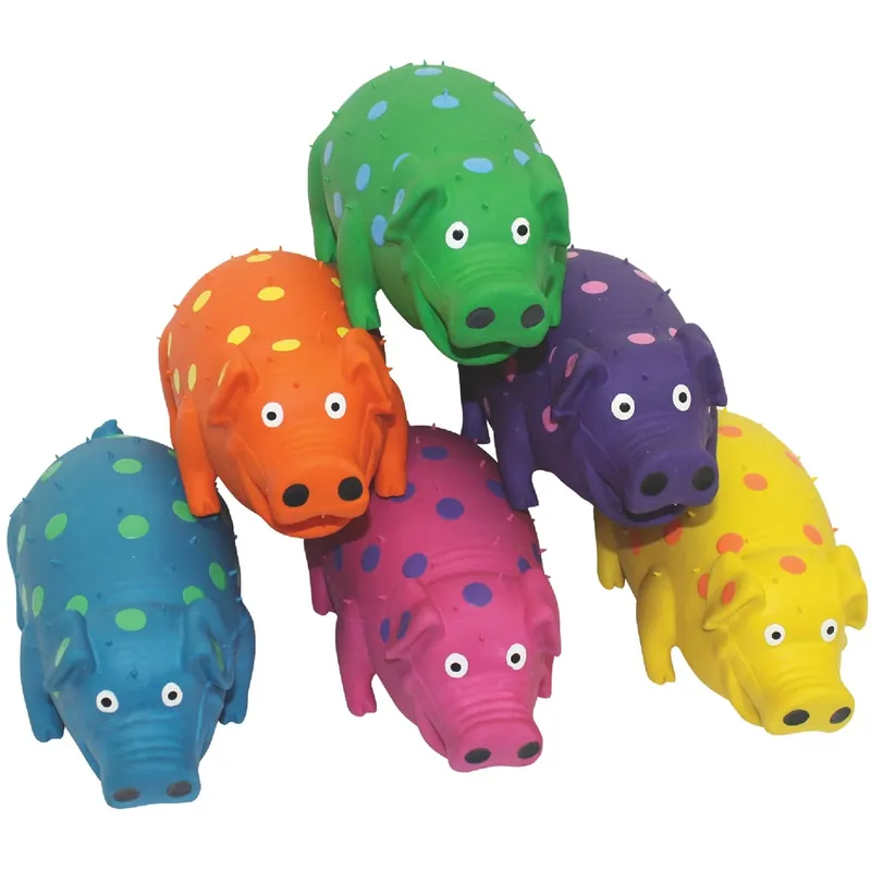 Globlets For Dog Assorted Latex Polka Dot Pig Dog Toy Large 1 Pk