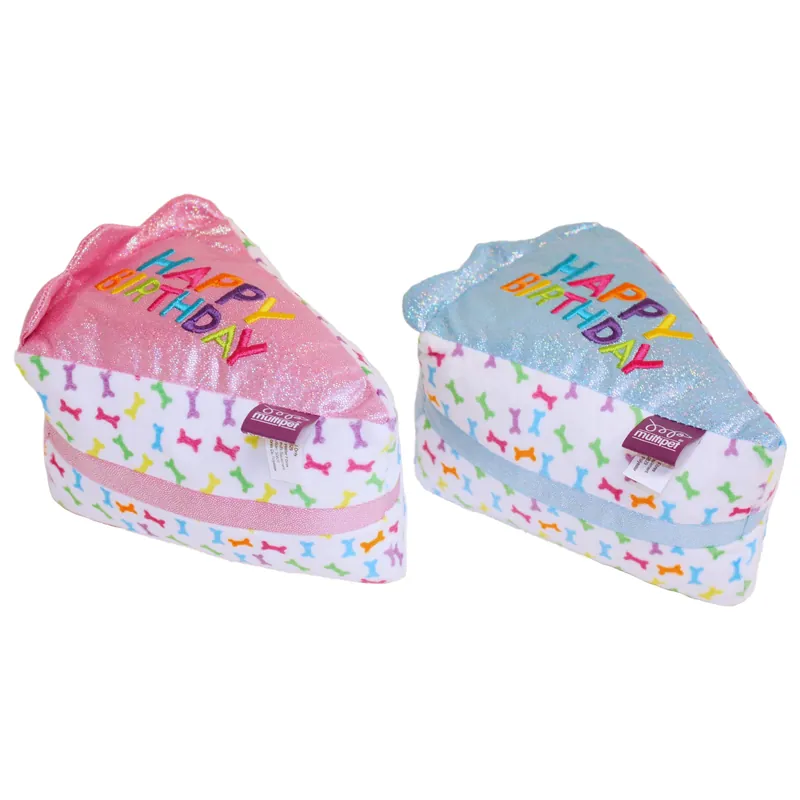 For Dog Assorted Plush Birthday Cake Slice Dog Toy 1 Pk