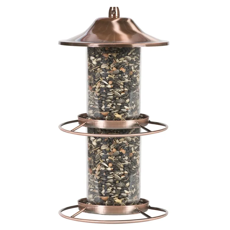 4.5 Lb Copper Panorama Bird Feeder With 2 Ports For Wild Birds