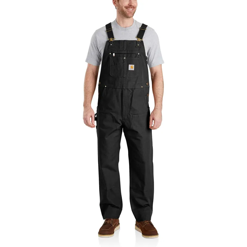 Men‘s Relaxed Fit Duck Bib Overall, Black, Size W28, Model R01-m