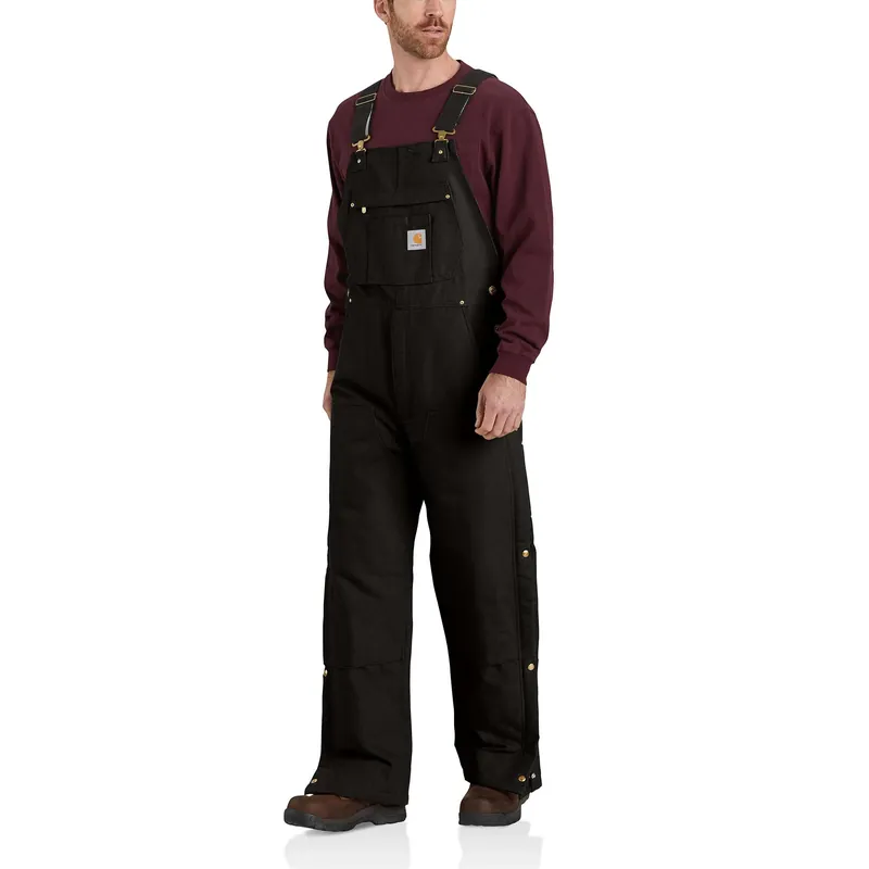 Men‘s Loose Fit Firm Duck Insulated Bib Overall - Black - Xl